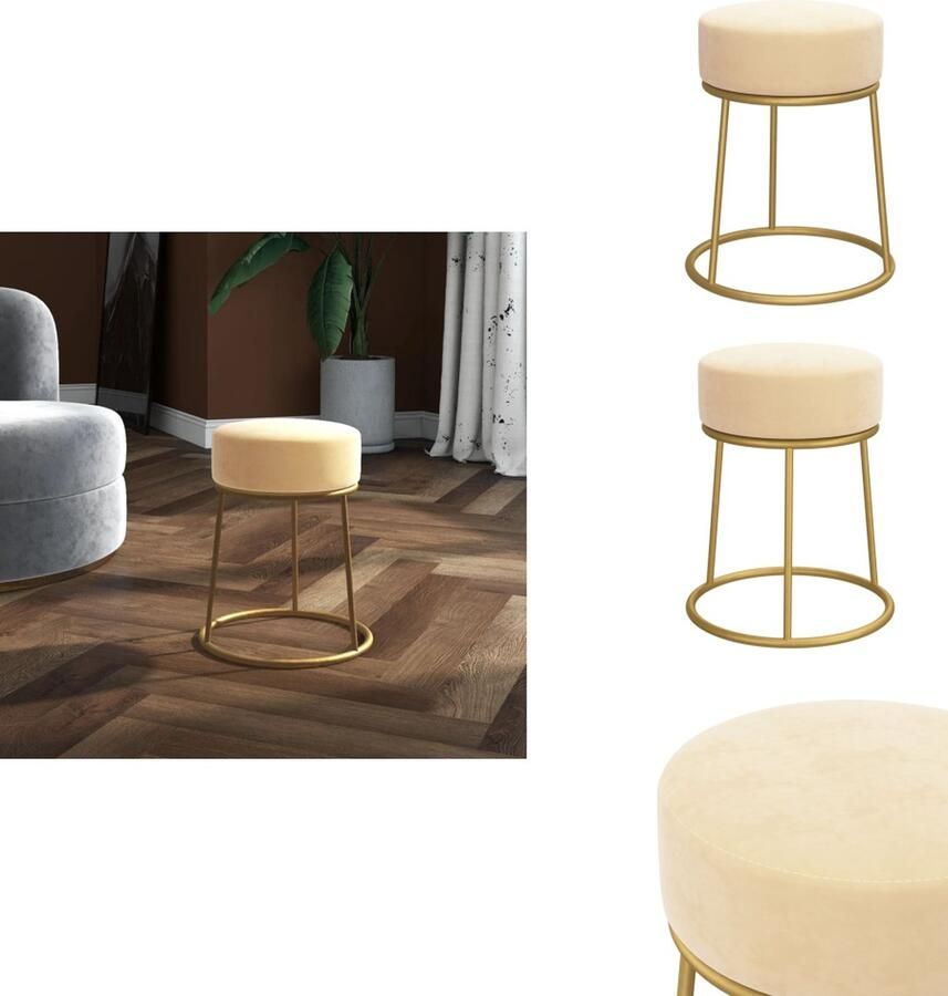 VidaXL Hocker Hockers Kruk Poef Hocker rond fluweel abrikooskleurig