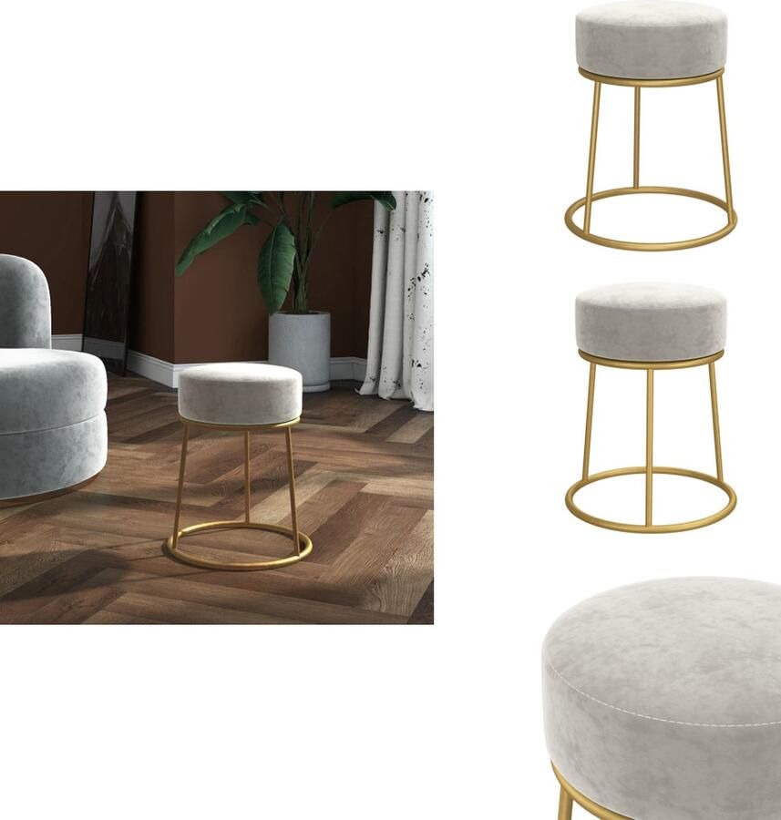 VidaXL Hocker Hockers Kruk Poef Hocker rond fluweel lichtgrijs