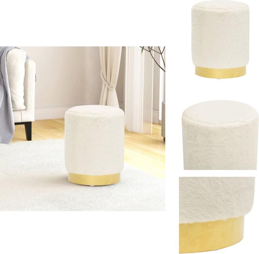VidaXL Hocker Hockers Kruk Poef Hocker rond pluche wit