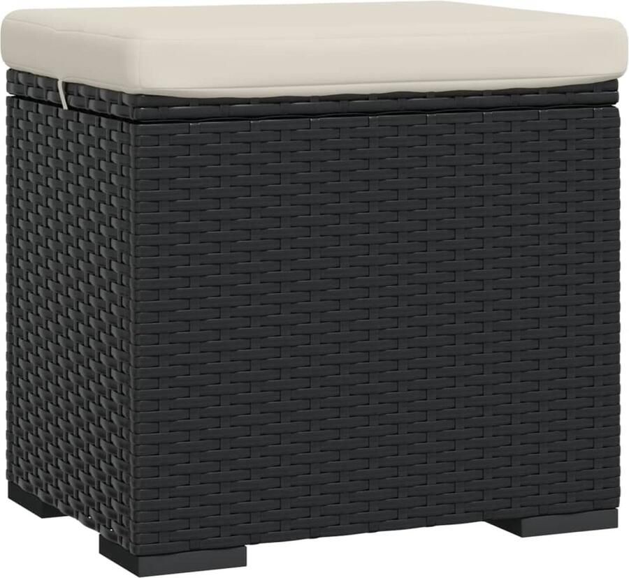 VidaXL -Hocker-met-kussen-40x30x40-cm-poly-rattan-zwart - Foto 2