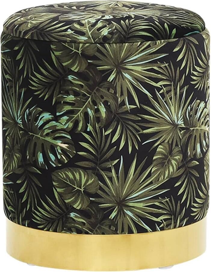 VidaXL Hocker met opbergruimte rond stof meerkleurig