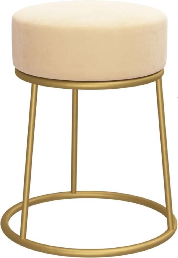 VidaXL -Hocker-rond-fluweel-abrikooskleurig