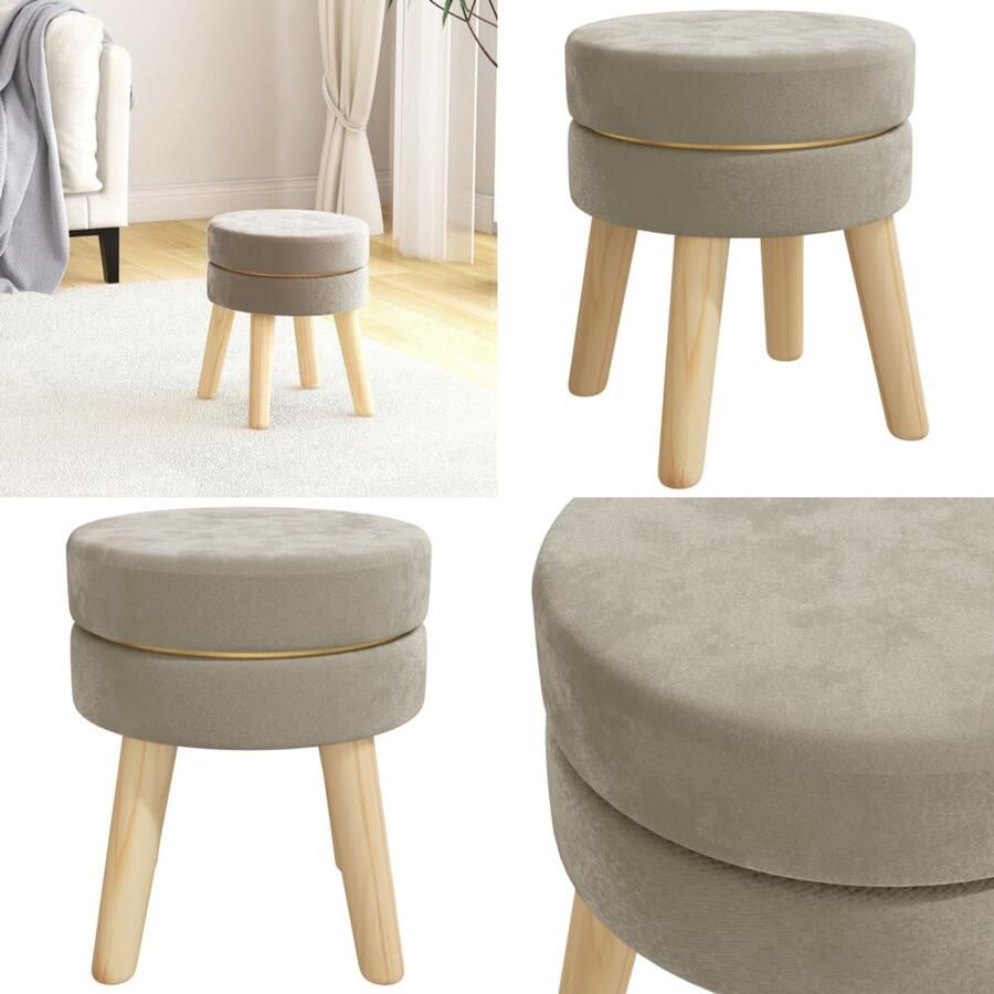 VidaXL Hocker rond fluweel donkergrijs Hocker Hockers Kruk Poef