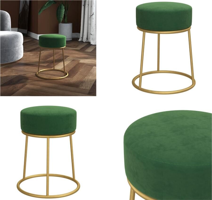 VidaXL Hocker rond fluweel groen Hocker Hockers Kruk Poef