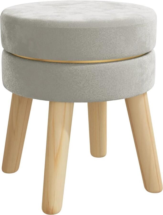 VidaXL -Hocker-rond-fluweel-lichtgrijs - Foto 2