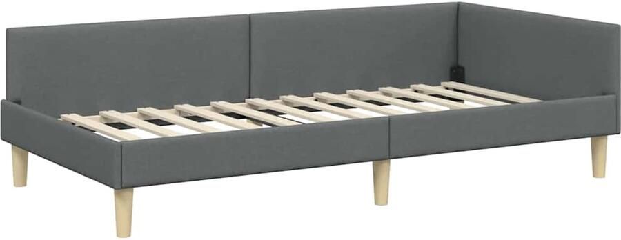 VidaXL Hoek Bed Frame Donkergrijs 90 x 200 cm Stof en Engineered Hout