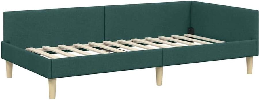 VidaXL Hoek Bed Frame Donkergroen 90 x 200 cm Stof en Engineered Hout