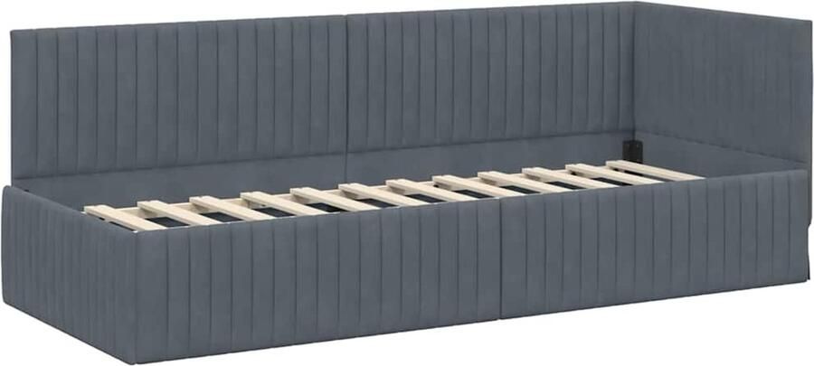 VidaXL Hoek Bed Frame met hoofdeinde Donkergrijs 80 x 200 cm Fluweel