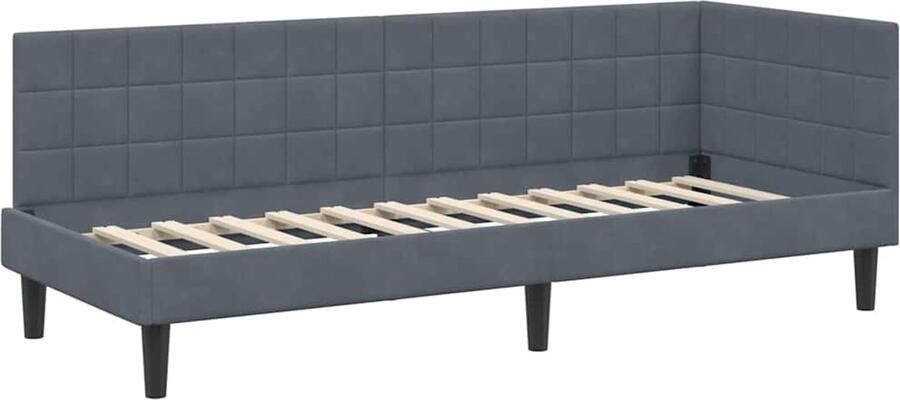 VidaXL Hoek Bed Frame met hoofdeinde Donkergrijs 80 x 200 cm Fluweel