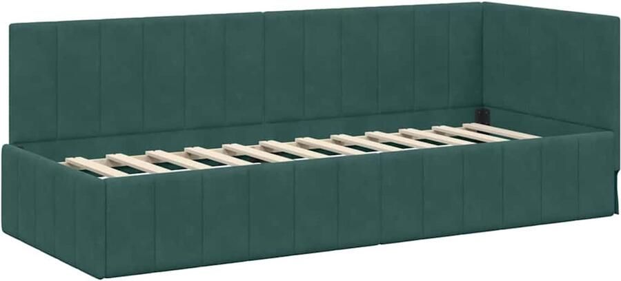 VidaXL Hoek Bed Frame met hoofdeinde Donkergroen 80 x 200 cm Fluweel