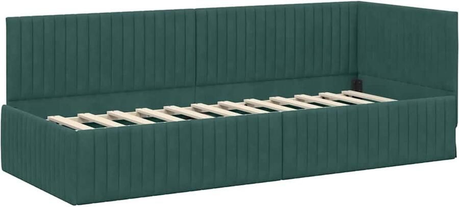VidaXL Hoek Bed Frame met hoofdeinde Donkergroen 80 x 200 cm Fluweel