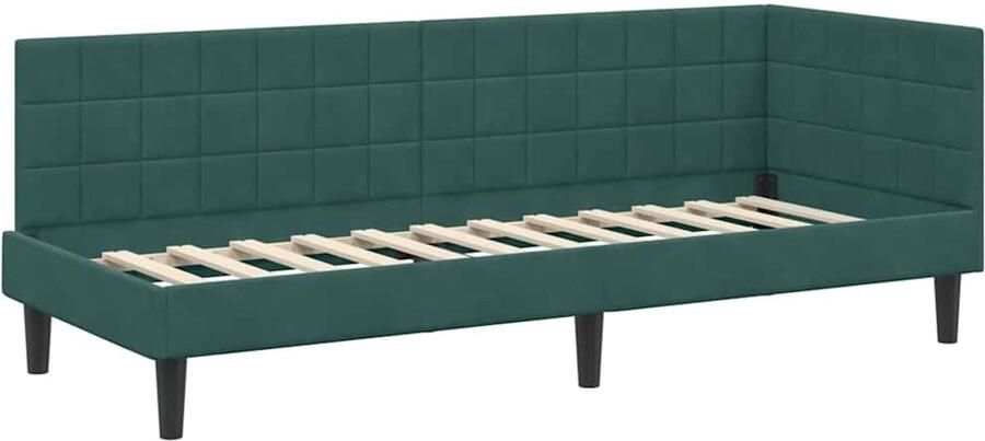 VidaXL Hoek Bed Frame met hoofdeinde Donkergroen 80 x 200 cm Fluweel