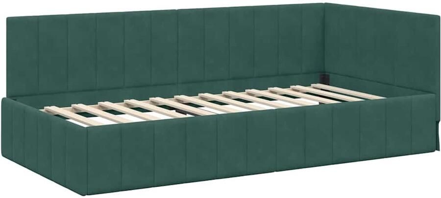 VidaXL Hoek Bed Frame met hoofdeinde Donkergroen 90 x 190 cm Fluweel