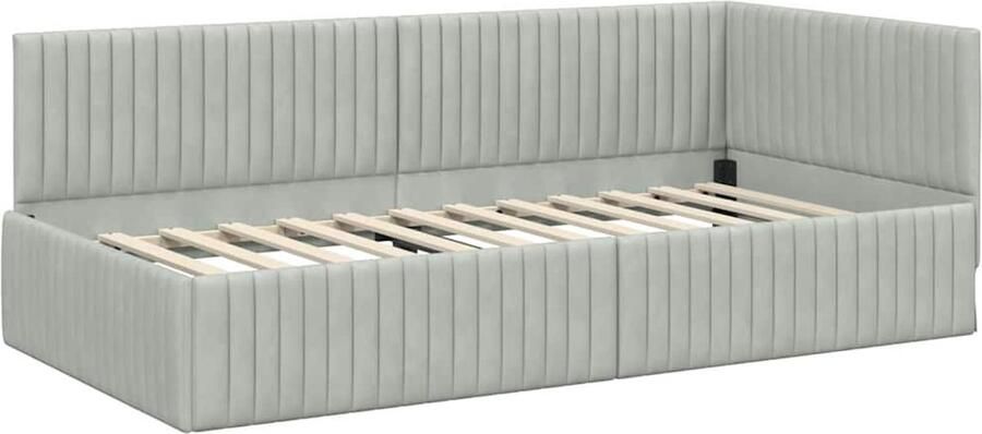 VidaXL Hoek Bed Frame met hoofdeinde Lichtgrijs 100 x 200 cm Fluweel