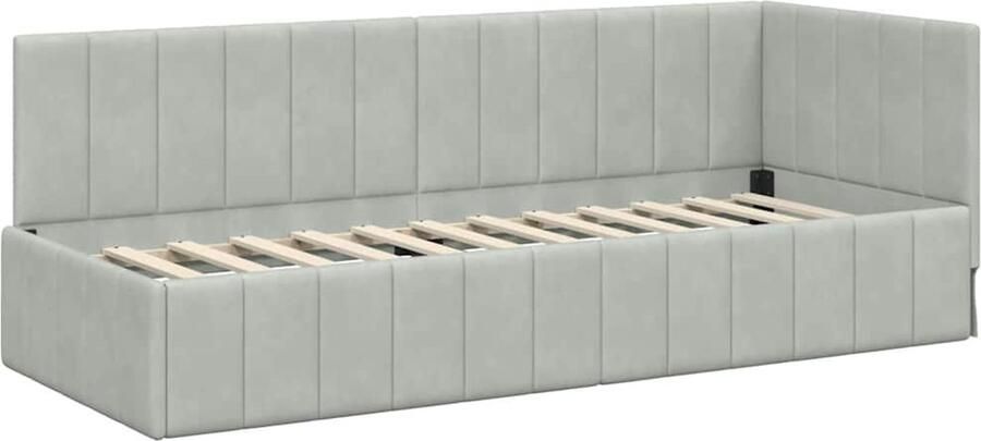 VidaXL Hoek Bed Frame met hoofdeinde Lichtgrijs 80 x 200 cm Fluweel
