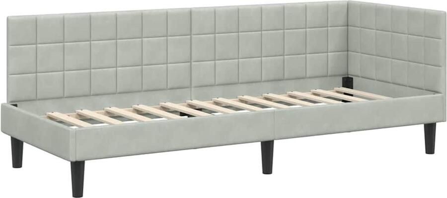 VidaXL Hoek Bed Frame met hoofdeinde Lichtgrijs 80 x 200 cm Fluweel