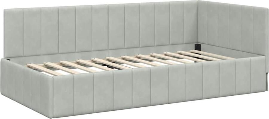 VidaXL Hoek Bed Frame met hoofdeinde Lichtgrijs 90 x 200 cm Fluweel