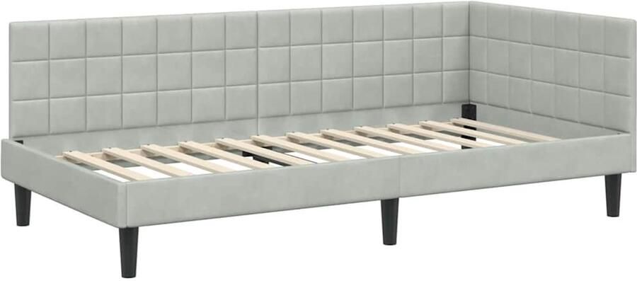VidaXL Hoek Bed Frame met hoofdeinde Lichtgrijs 90 x 190 cm Fluweel