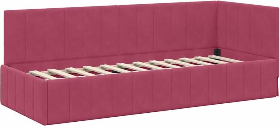 VidaXL Hoek Bed Frame met hoofdeinde Wijnrood 80 x 200 cm Fluweel