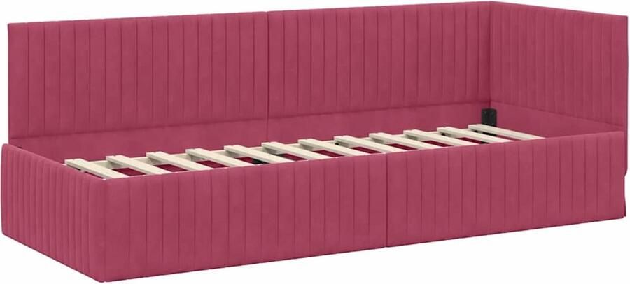 VidaXL Hoek Bed Frame met hoofdeinde Wijnrood 80 x 200 cm Fluweel