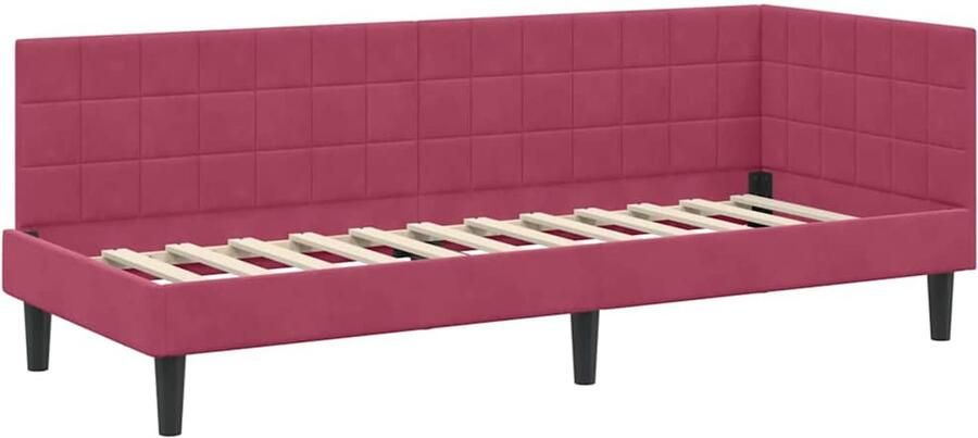 VidaXL Hoek Bed Frame met hoofdeinde Wijnrood 80 x 200 cm Fluweel
