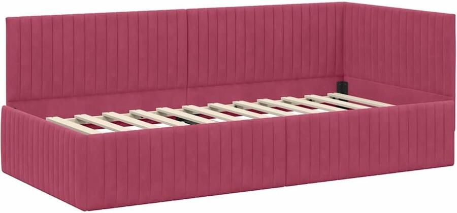 VidaXL Hoek Bed Frame met hoofdeinde Wijnrood 90 x 200 cm Fluweel