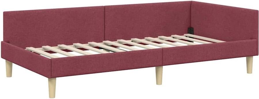 VidaXL Hoek Bed Frame Wijnrood 90 x 200 cm Stof en Engineered Hout