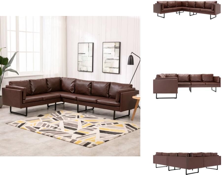VidaXL Hoekbank Hoekbanken Bank Banken Hoekbank kunstleer bruin