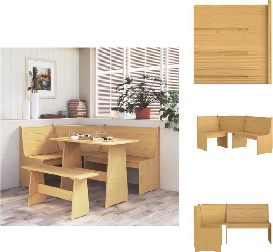 VidaXL Hoekbank Hoekbanken Houten Bank Sofa Hoekbank REINE 151 cm massief grenenhout honingbruin