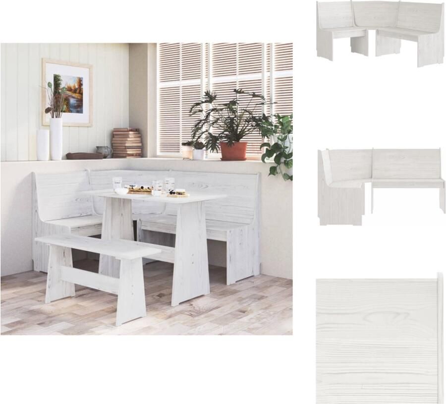 VidaXL Hoekbank Hoekbanken Houten Bank Sofa Hoekbank REINE 151 cm massief grenenhout wit