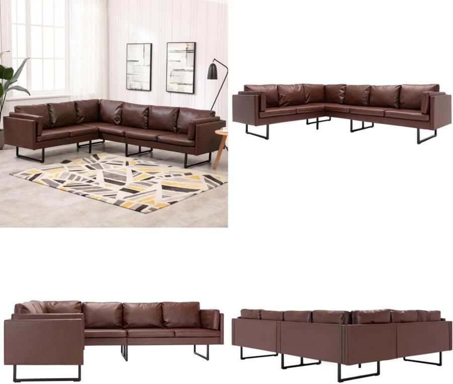 VidaXL Hoekbank kunstleer bruin Hoekbank Hoekbanken Bank Banken