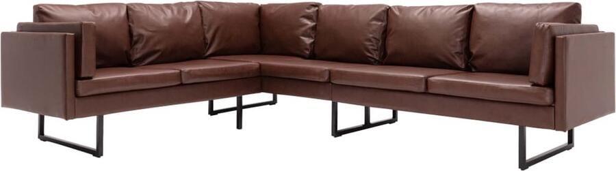 VidaXL Hoekbank Kunstleer Bruin Modern Design Hoeksofa Bruine Sofa Lederlook Sofa Lounge Stoffen Bank Modern Meubilair