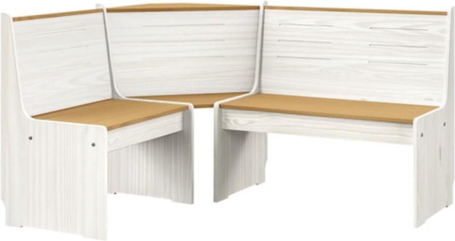 VidaXL Hoekbank REINE 151 cm massief grenenhout honingbruin en wit - Foto 3