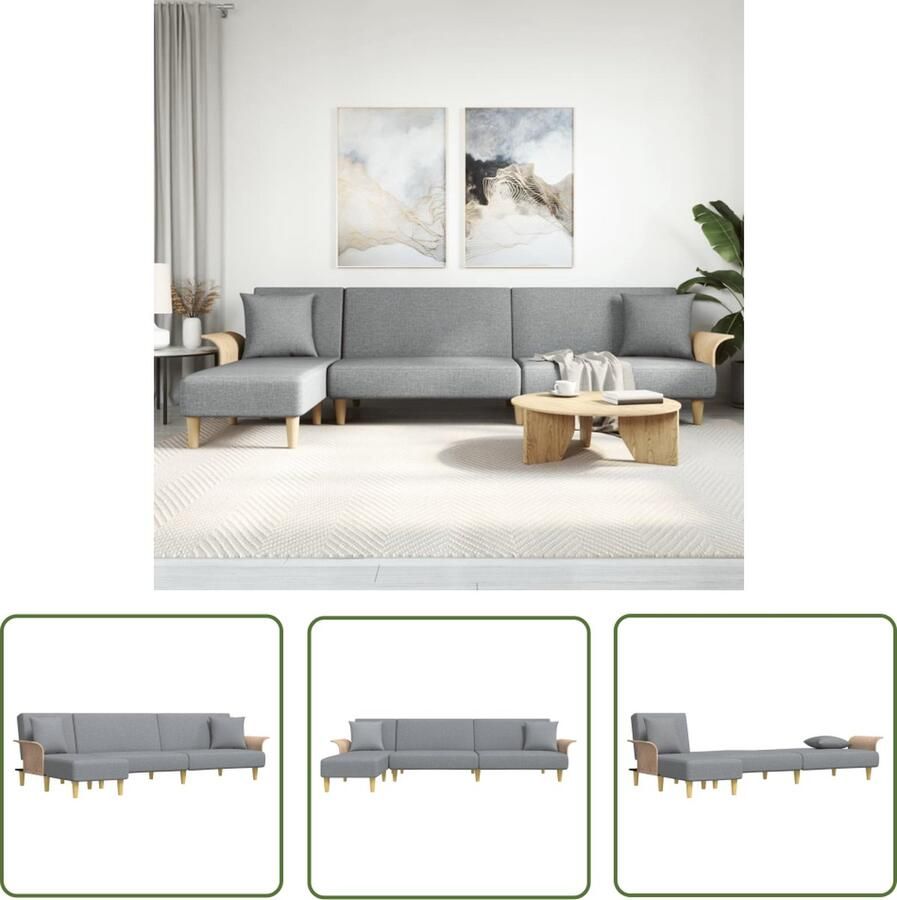 The Living Store Slaapbank L-vormige Lichtgrijs 279x140x70cm Multifunctioneel Slaapbank Hoekbank Sofa Bed Multifunctionele Bank Grijs Meubilair - Foto 2