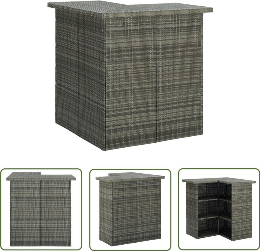 VidaXL Hoekbartafel 100x50x105 cm poly rattan grijs Hoekbartafel Bartafel Buitentafel Terrasmeubel Poly Rattan Grey Furniture Lounge Set