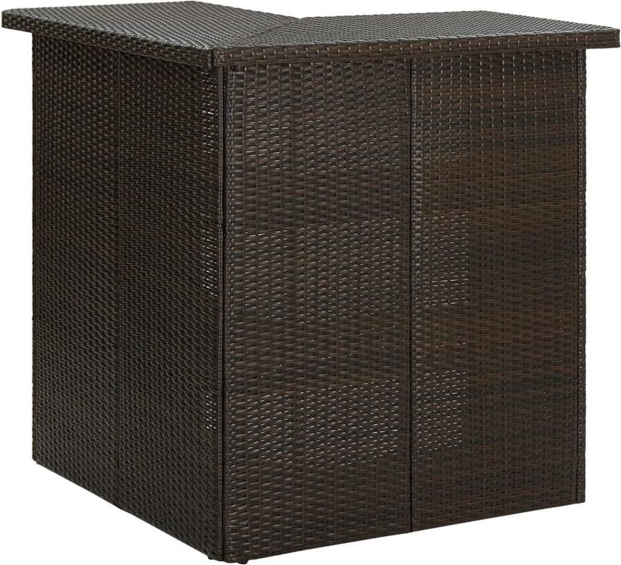 VidaXL Hoekbartafel poly rattan bruin 100x50x105 cm Hoekbartafel Bartafel Buitenbartafel Terrasbartafel Poly Rattan Kunststof Tafel Metalen Onderstel Brown - Foto 2