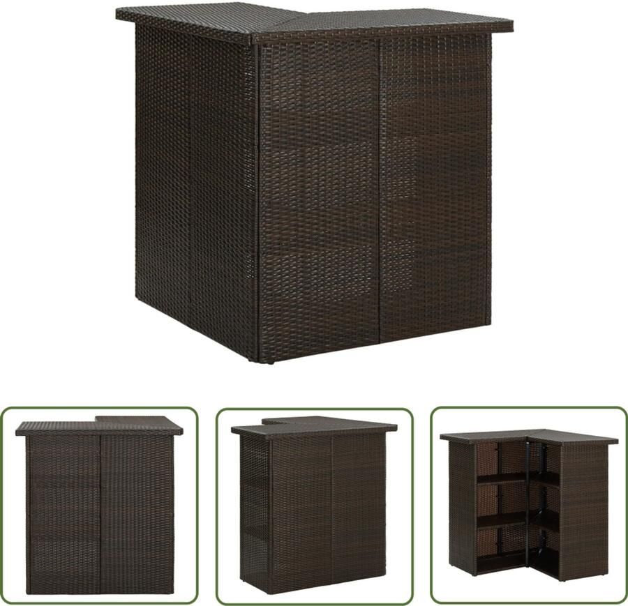 VidaXL Hoekbartafel poly rattan bruin 100x50x105 cm Hoekbartafel Bartafel Buitenbartafel Terrasbartafel Poly Rattan Kunststof Tafel Metalen Onderstel Brown