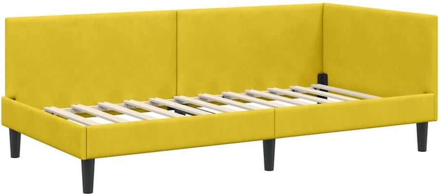 VidaXL Hoekbedframe Anders Geel 90 x 190 cm Fluweel en Engineered hout