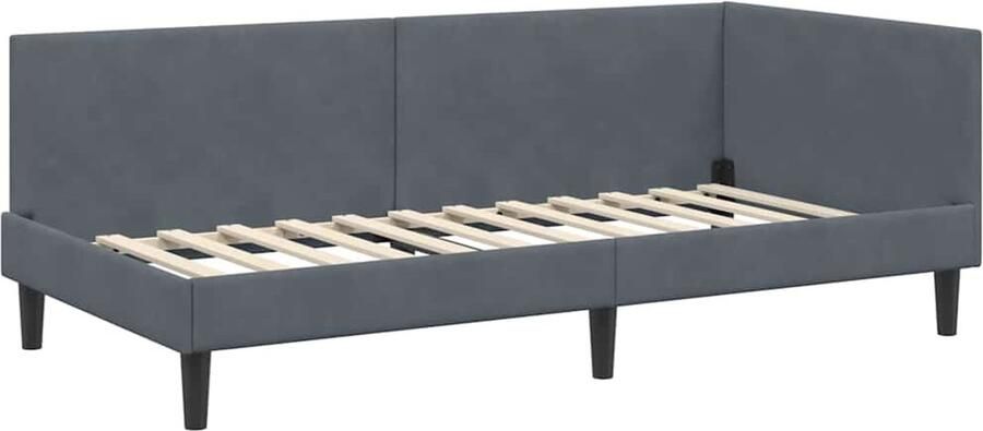 VidaXL Hoekbedframe Donkergrijs 90 x 200 cm Fluweel en Engineered hout