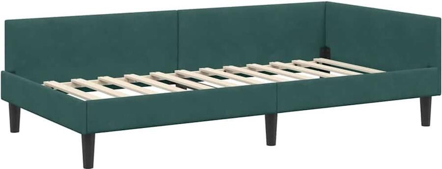 VidaXL Hoekbedframe met hoofdeinde Donkergroen 90 x 200 cm