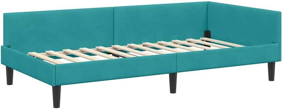 VidaXL Hoekbedframe met hoofdeinde Turquoise 80 x 200 cm