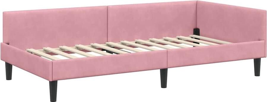 VidaXL Hoekbedframe Roze 100 x 200 cm Velours en gemanipuleerd hout
