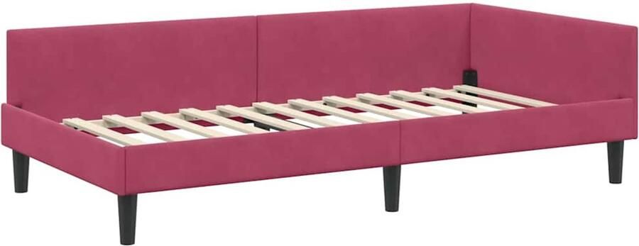 VidaXL Hoekbedframe Wijnrood 90 x 190 cm Velours en gemanipuleerd hout
