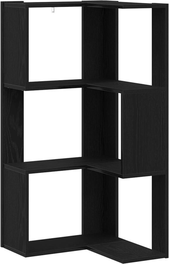 VidaXL Hoekboekenkast 3-Tier Zwart Eiken 50x50x102 cm Houtcomposiet
