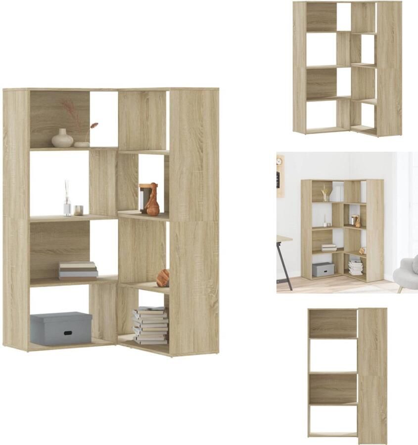 VidaXL Hoekboekenkast Hoekboekenkasten Hoekkast Boekenkast 4-laags hoek 85x85x140 cm bewerkt hout sonoma eiken