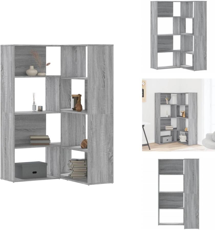VidaXL Hoekboekenkast Hoekboekenkasten Hoekkast Boekenkast 4-laags hoek 85x85x140 cm bewerkt hout grijs sonoma