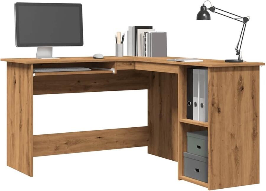 VidaXL Hoekbureau 120x140 cm Bewerkt Hout Eiken Hoekbureau Hoekbureaus Bureau Laptoptafel
