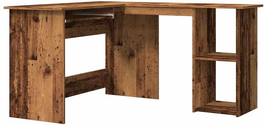 VidaXL Hoekbureau 120x140x75 cm bewerkt hout oud houtkleurig