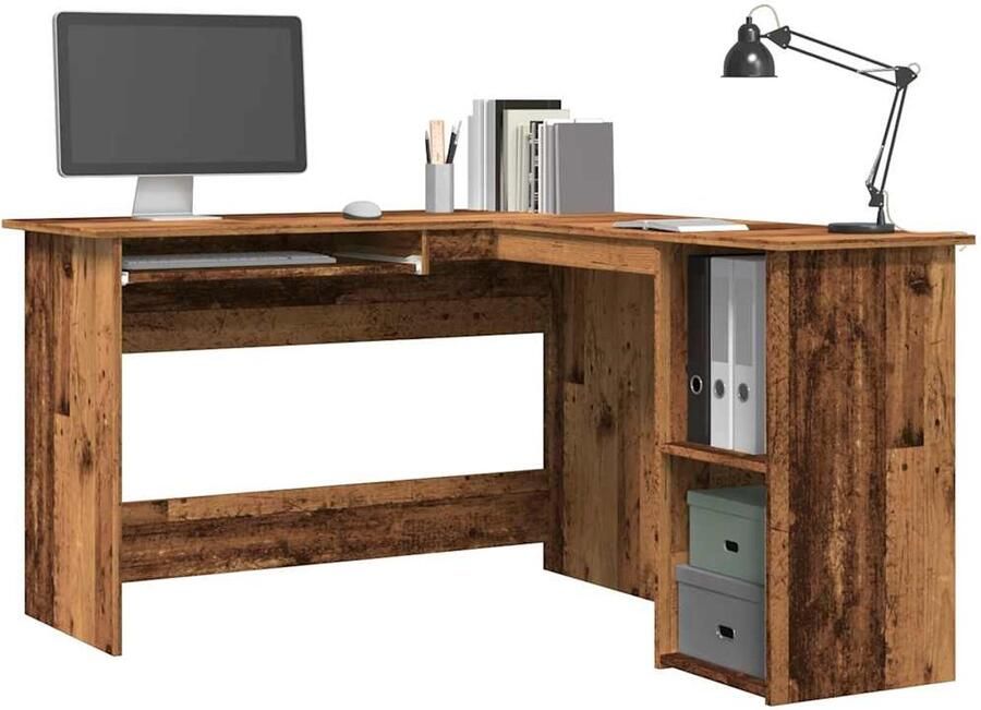 VidaXL Hoekbureau 120x140x75 cm Oud Houtkleurig Hoekenbureau Bureaus Kantoormodule Schrijfbureau Home Office