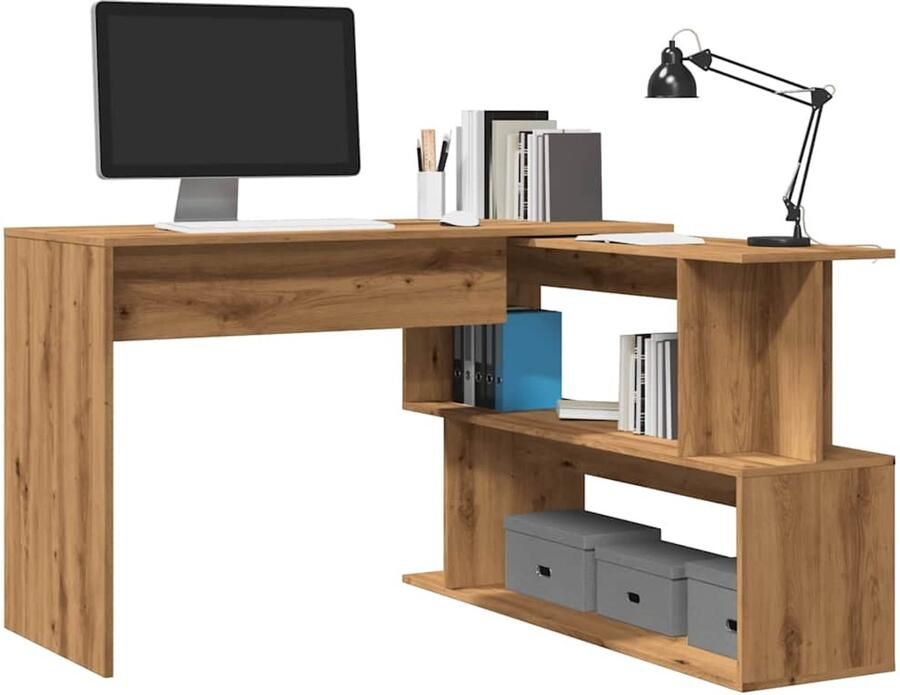 VidaXL Hoekbureau 200 5x50x76 cm Artisanaal Eiken Hoekbureau Hoekbureaus Bureau Studiebureau